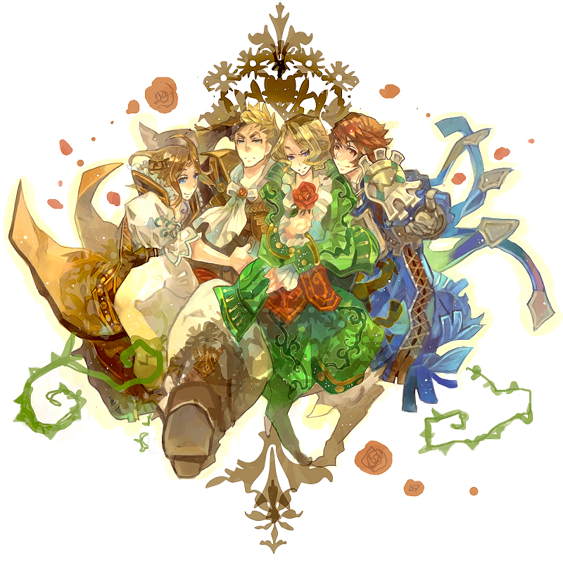 4boys, armor, brothers, fauxnel, flower, kristoff, langrey, male_focus, multiple_boys, prince, rk_(azukiuguisu), rose, siblings, valkyrie_profile:_covenant_of_the_plume, valkyrie_profile_(series), valmur