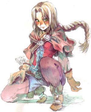 1girl, arrow_(projectile), brown_hair, cheripha, female_focus, haimi, lowres, solo