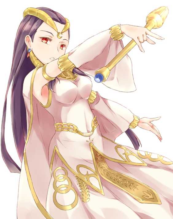 1girl, bad_id, bad_pixiv_id, dodomeiro, duel_monster, female_focus, lightsworn, long_hair, looking_at_viewer, lyla_lightsworn_sorceress, simple_background, solo, white_background, yu-gi-oh!