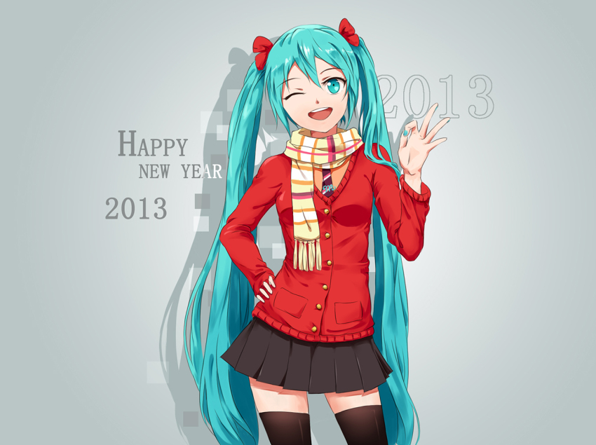 10s, 1girl, 2013, aqua_eyes, aqua_hair, female_focus, hand_on_own_hip, hatsune_miku