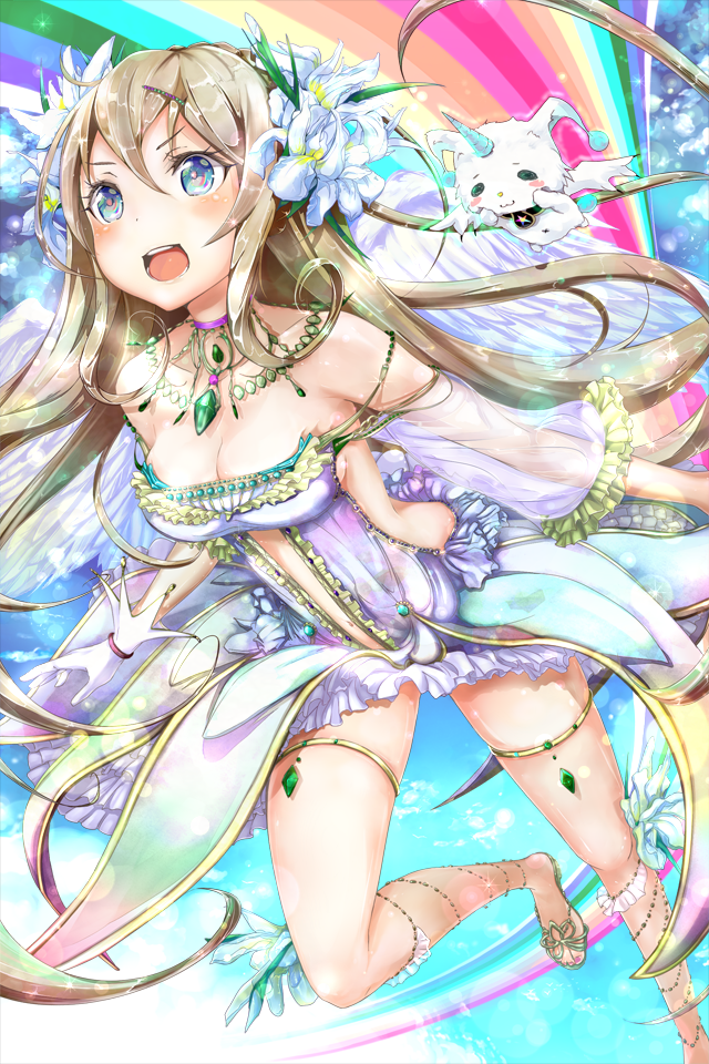 1girl, :3, angel_wings, backless_dress, backless_outfit, bare_shoulders, blue_eyes, blush