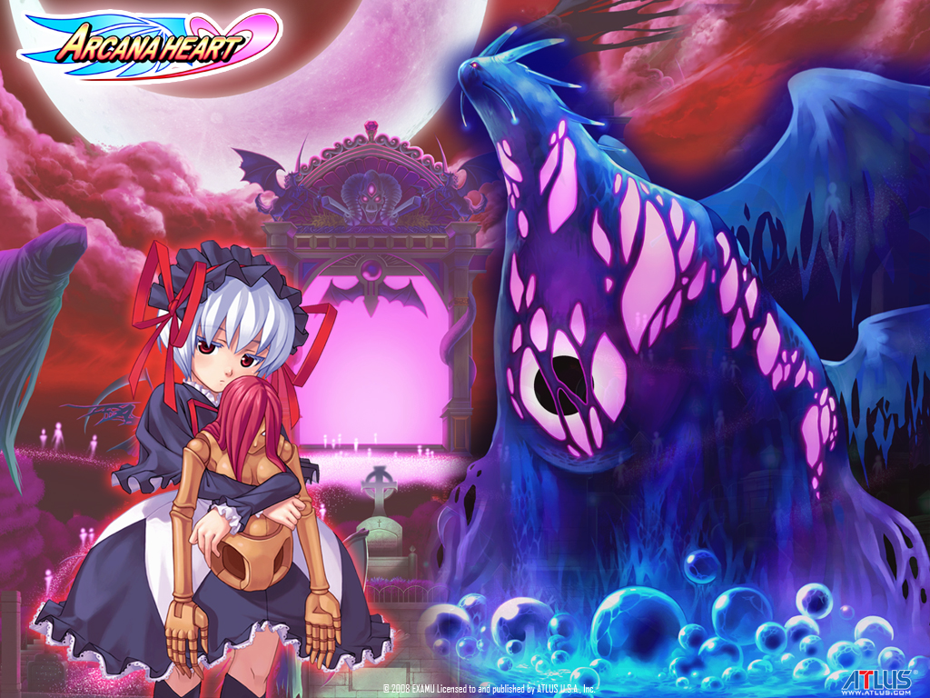 1girl, aq_interactive, arcana_heart, atlus, blush, bob_cut, boots, bubble