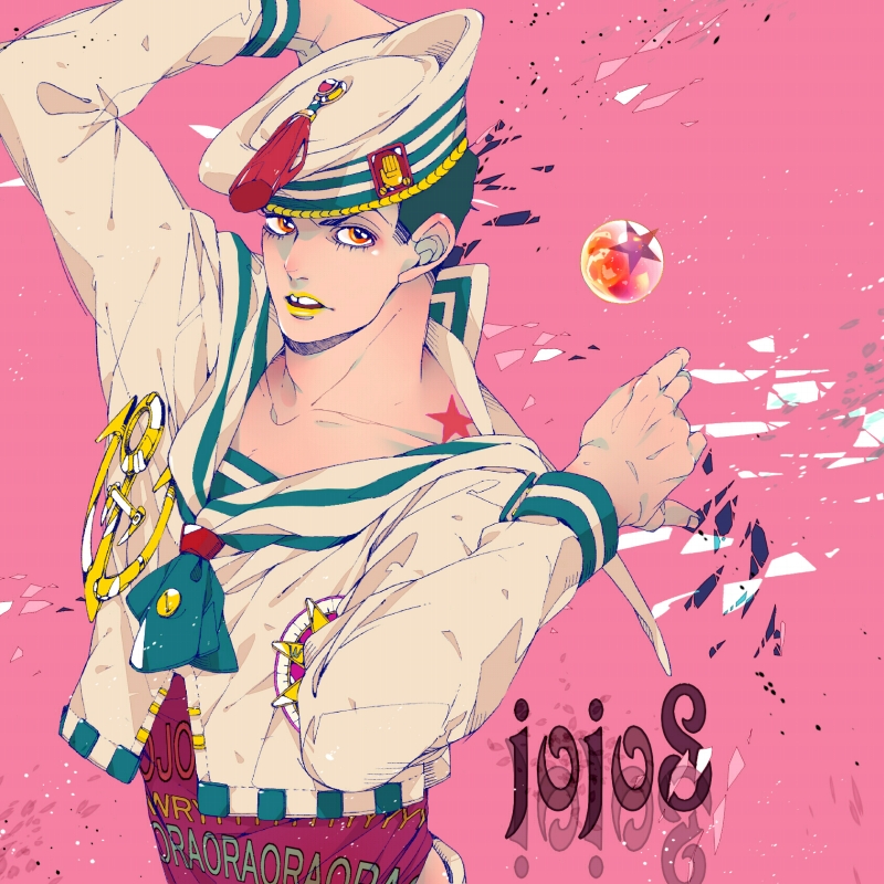 1boy, bubble, dixie_cup_hat, hat, higashikata_josuke_(jojolion), jojo_no_kimyou_na_bouken, jojolion, lipstick