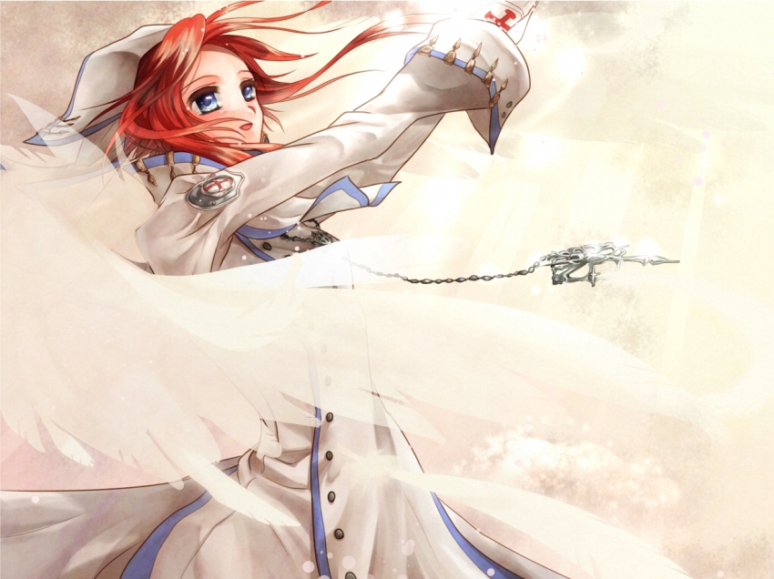 00s, 1girl, breasts, cross, dress, esther_blanchett, eyeshadow, female_focus