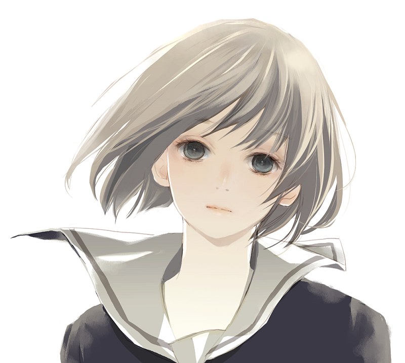 1girl, ayukonote, bad_id, bad_pixiv_id, black_serafuku, bob_cut, brown_hair, female_focus