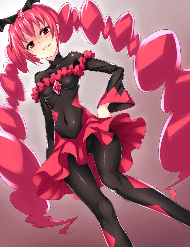 10s, 1girl, bad_end_happy, bad_end_precure, bad_id, bad_pixiv_id, black_bodysuit, bodysuit