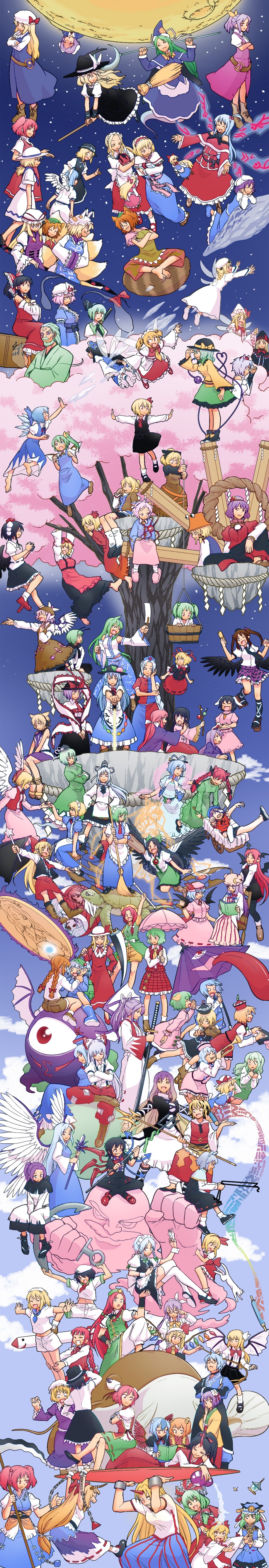 3boys, 6+girls, absolutely_everyone, absurdres, aki_minoriko, aki_shizuha, alice_margatroid, anchor