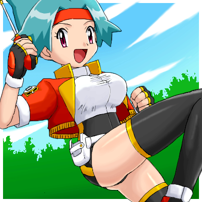 00s, 1girl, bike_shorts, blue_hair, breasts, female_focus, gloves, headband