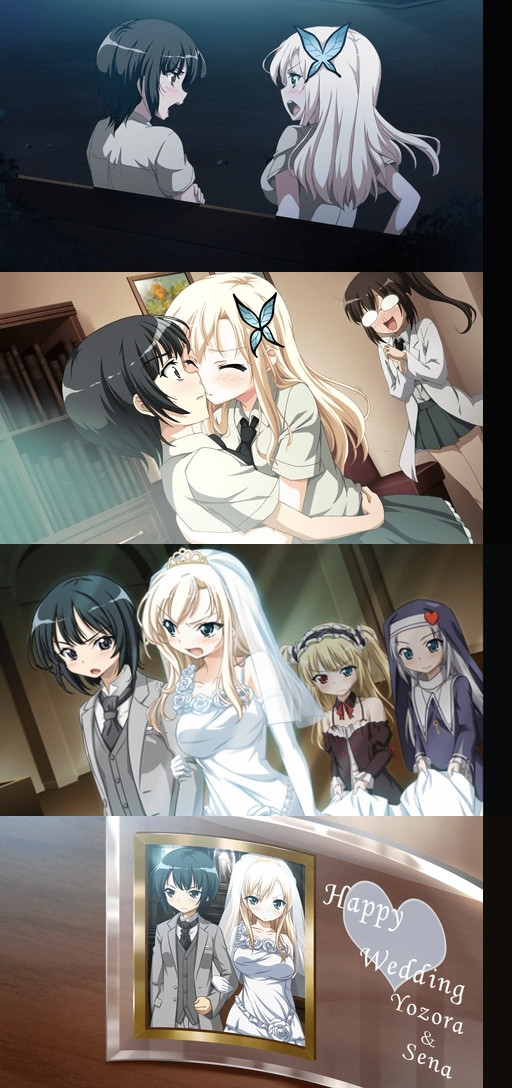 5girls, :d, age_difference, black_eyes, black_hair, blonde_hair, blood, blush
