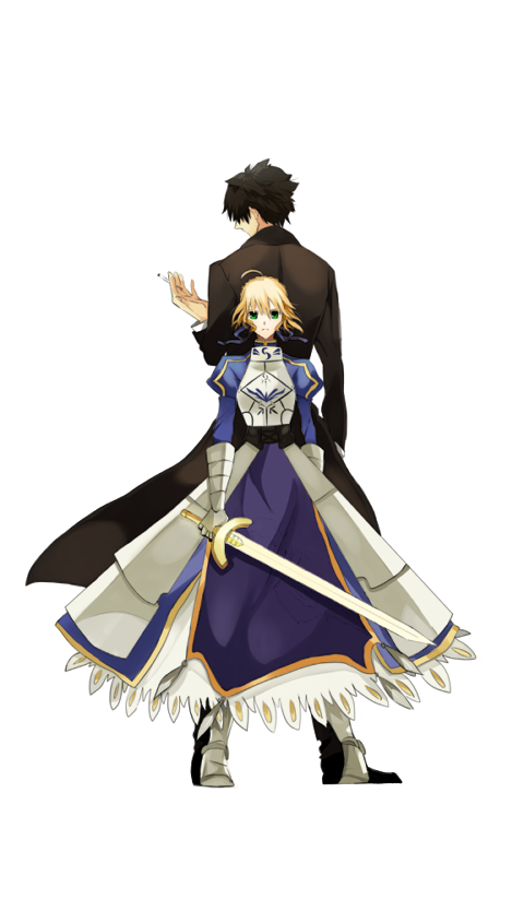 1boy, 1girl, ahoge, armor, armored_dress, artoria_pendragon_(fate), bad_id, bad_pixiv_id