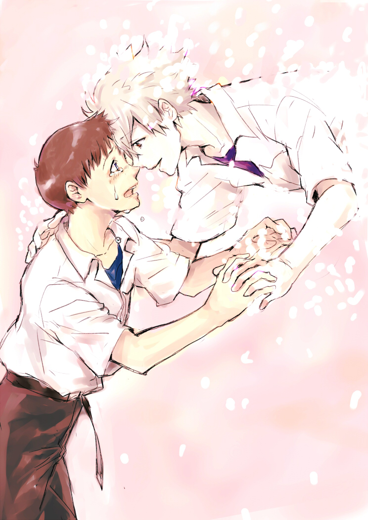 10s, 2boys, bad_id, bad_pixiv_id, evangelion:_3.0_you_can_(not)_redo, eye_contact, heze, hezeo_(suz888)