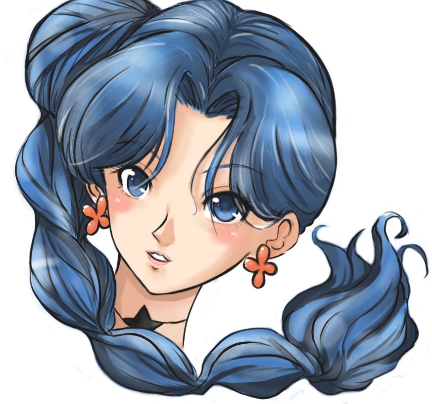 1990s_(style), 1girl, bishoujo_senshi_sailor_moon, bishoujo_senshi_sailor_moon_s, blue_eyes, blue_hair, blush, braid