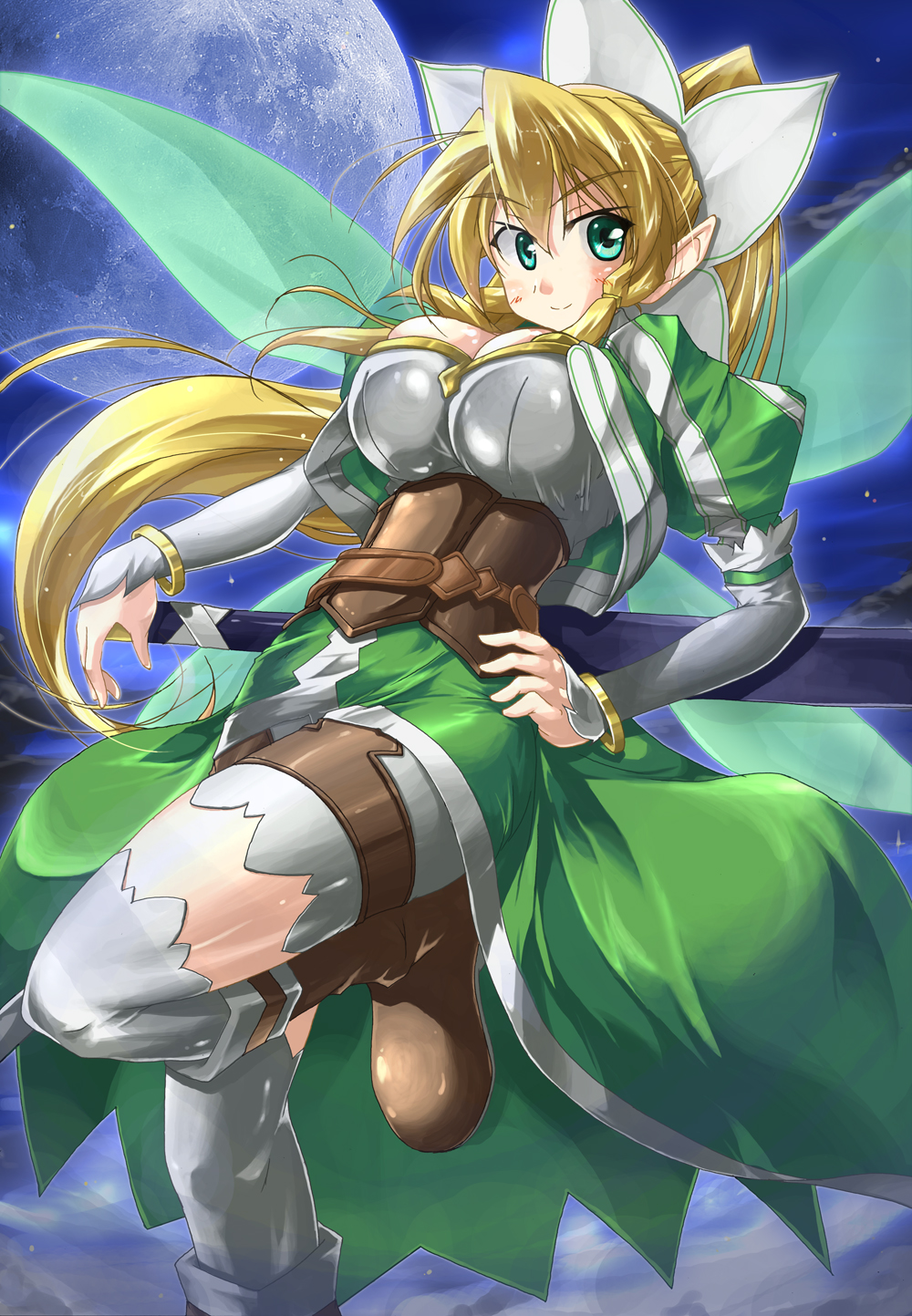 10s, 1girl, bike_shorts, blonde_hair, boots, elf, fairy_wings, female_focus
