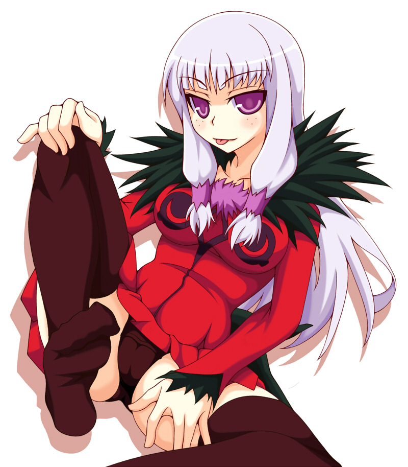 1girl, :p, agria_(tales), black_panties, black_thighhighs, female_focus, freckles, gacchi_(supergatchi)