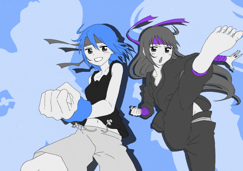 10s, 2girls, ajisu_abeba, akemi_homura, alternate_costume, ankle_wrap, bad_id, bad_pixiv_id