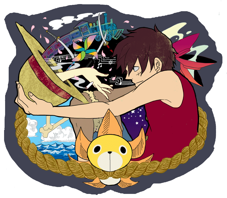 1boy, alcohol, bone, bowl, cigarette, cloud, daishou_(hirotoxxx), day