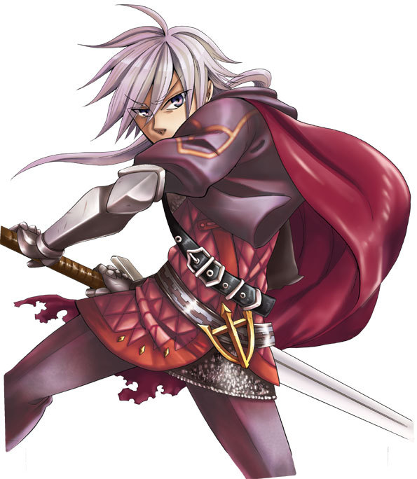 1boy, armor, cape, male_focus, silver_hair, solo, sword, valkyrie_profile:_covenant_of_the_plume