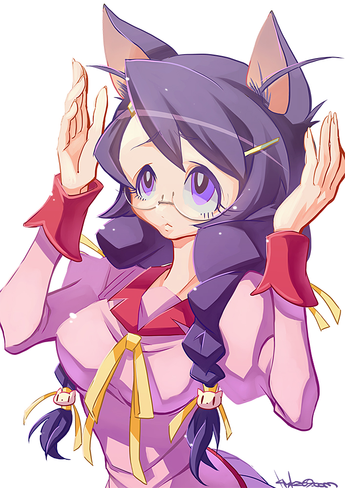 10s, 1girl, animal_ears, bad_id, bad_pixiv_id, bakemonogatari, black_hair, braid