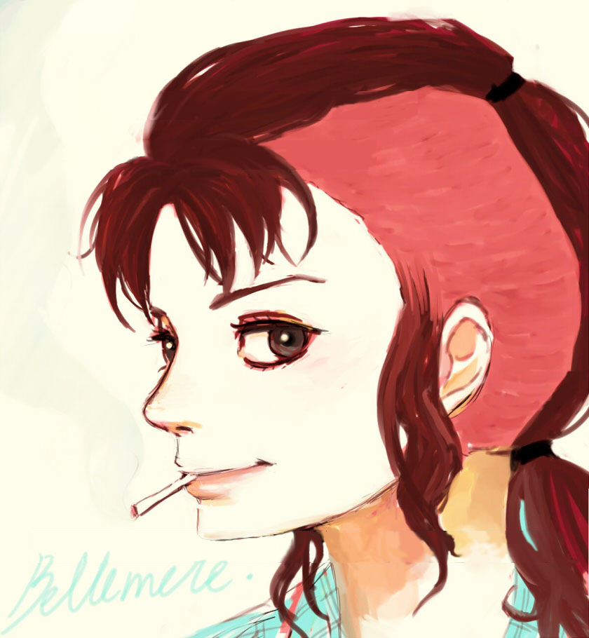 1girl, bellemere, buzz_cut, character_name, conomi_islands, east_blue, female_focus, looking_at_viewer