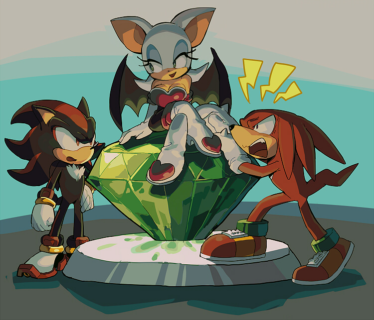aoki_(fumomo), bad_id, bad_pixiv_id, furry, furry_female, furry_male, knuckles_the_echidna, master_emerald, rouge_the_bat, sega, shadow_the_hedgehog, sonic_(series)