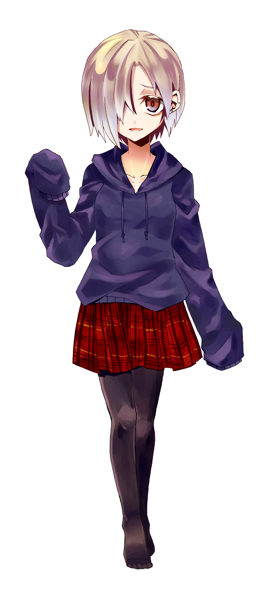 10s, 1girl, bags_under_eyes, black_pantyhose, blonde_hair, blush, brown_eyes, earrings