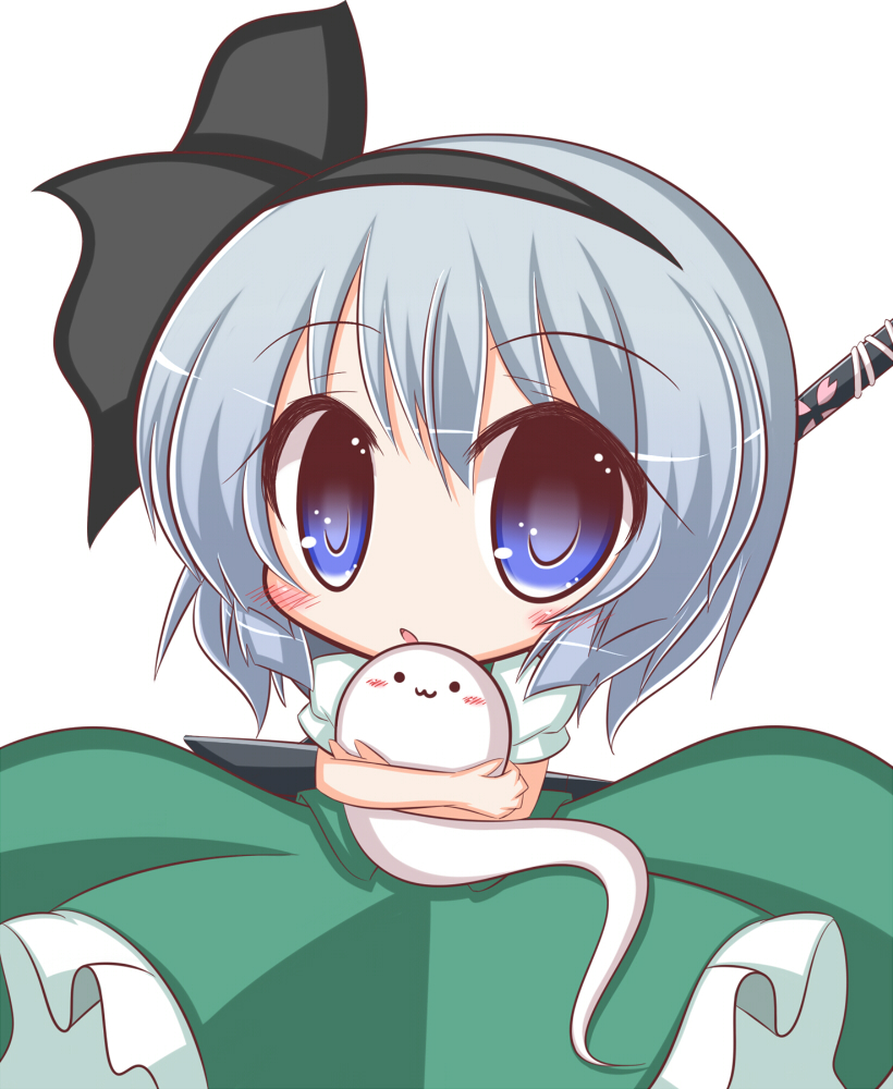 1girl, :3, blue_eyes, blush, chibi, female_focus, hair_ribbon, hairband