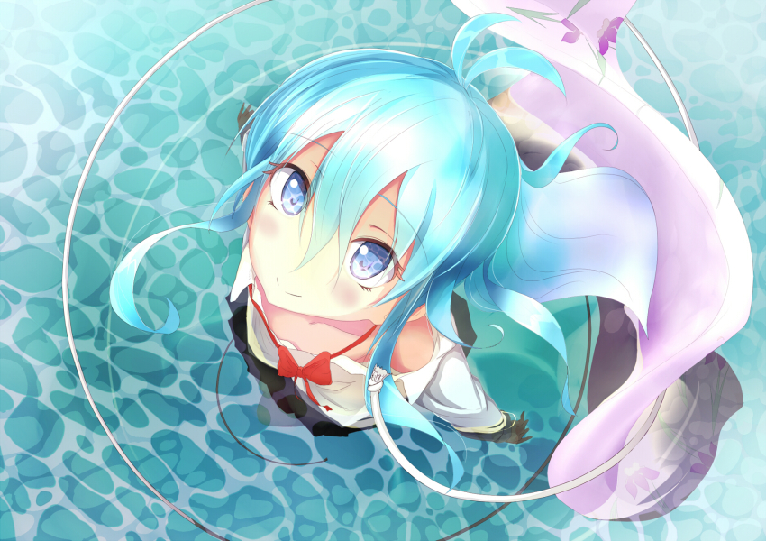 10s, 1girl, blue_eyes, blue_hair, blush, chippucream, denpa_onna_to_seishun_otoko, female_focus