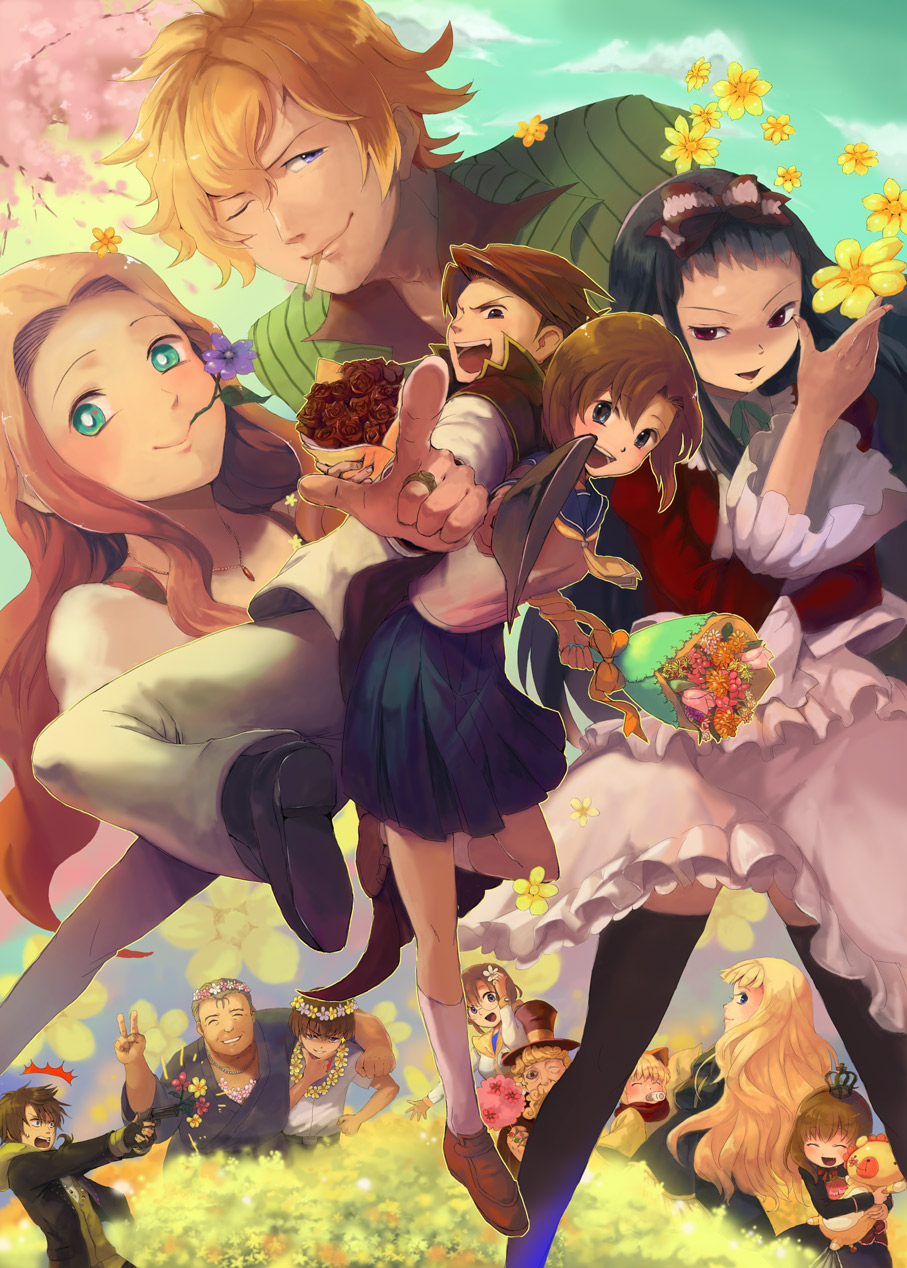 6+boys, 6+girls, ^^^, animal_ears, beatrice_(umineko), black_hair, blonde_hair, blue_eyes