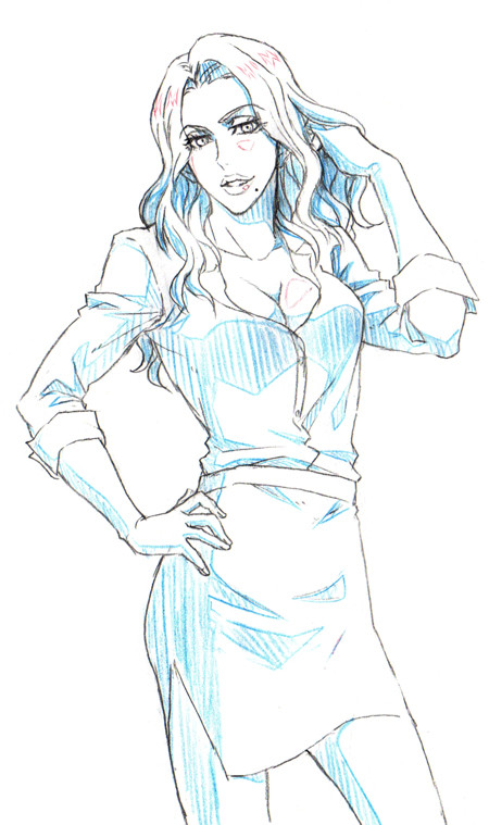 10s, 1girl, agnes_joubert, color_trace, female_focus, keith_goodman, lunarclinic, mole, solo, tiger_&amp;_bunny, tucking_hair