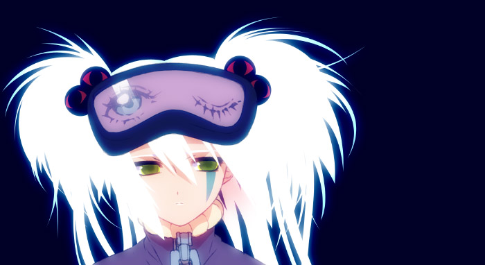 00s, akio_(akio_1963), bad_id, bad_pixiv_id, facepaint, goggles, green_eyes, hiiragi_akio
