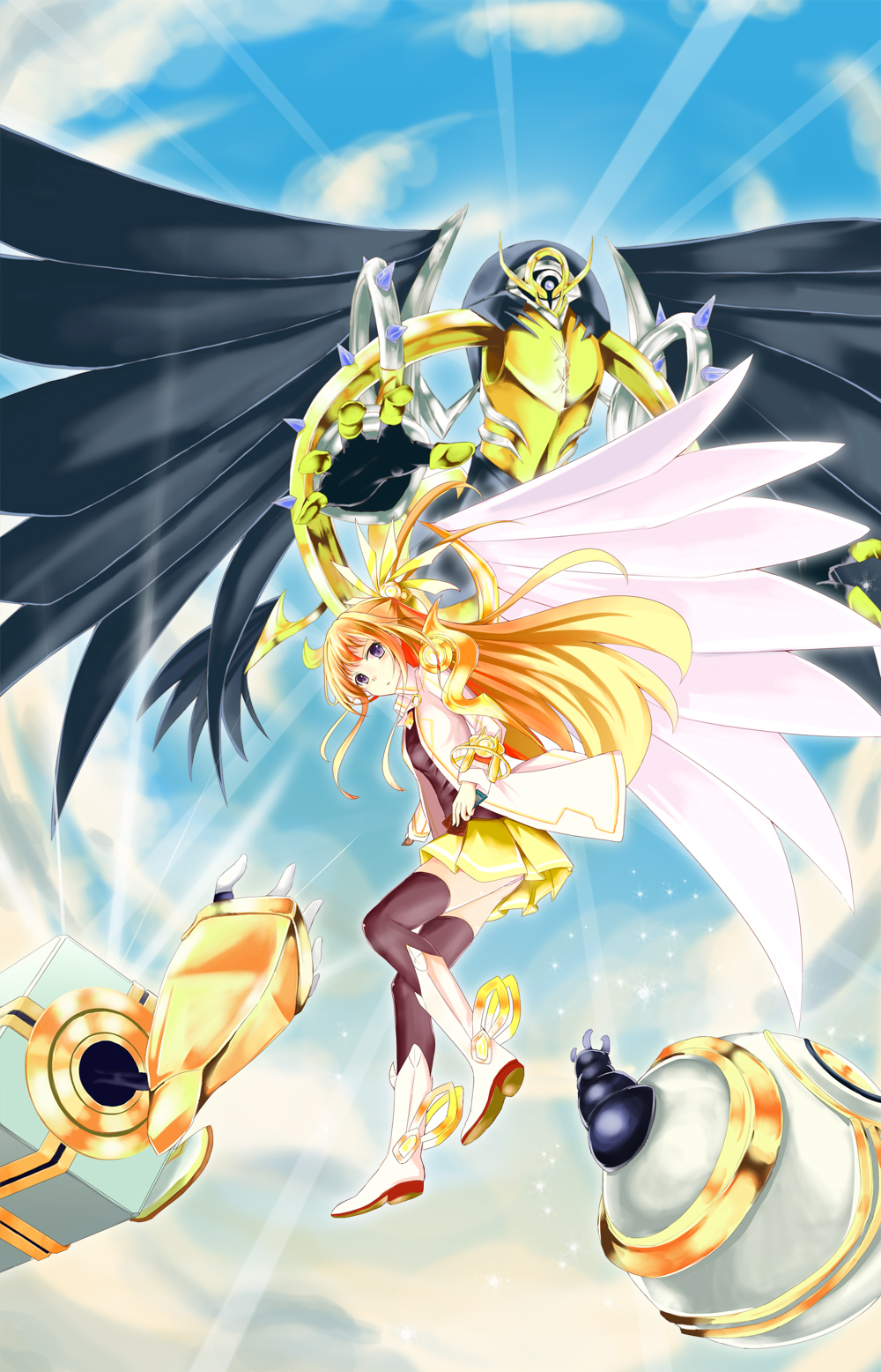 1girl, bad_id, bad_pixiv_id, day, duel_monster, gagaga_clerk, highres, kyaro_(kyaro54)