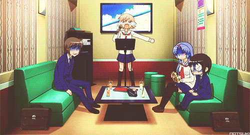 10s, animated, animated_gif, black_hair, blue_hair, glasses, kotoura-san, kotoura_haruka