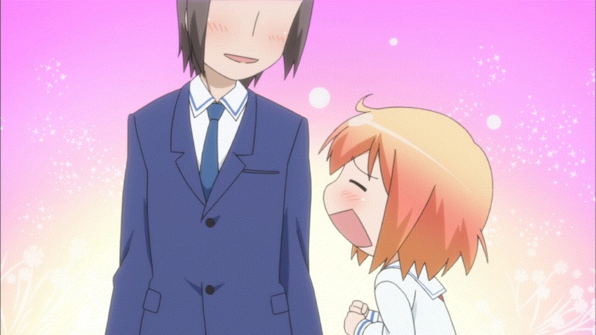 10s, 1boy, 1girl, animated, animated_gif, black_hair, blazer, blush