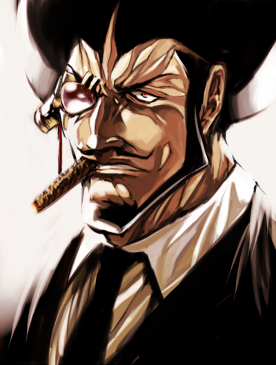 1boy, bad_id, bad_pixiv_id, beard, black_hair, cigar, eyepatch, facial_hair