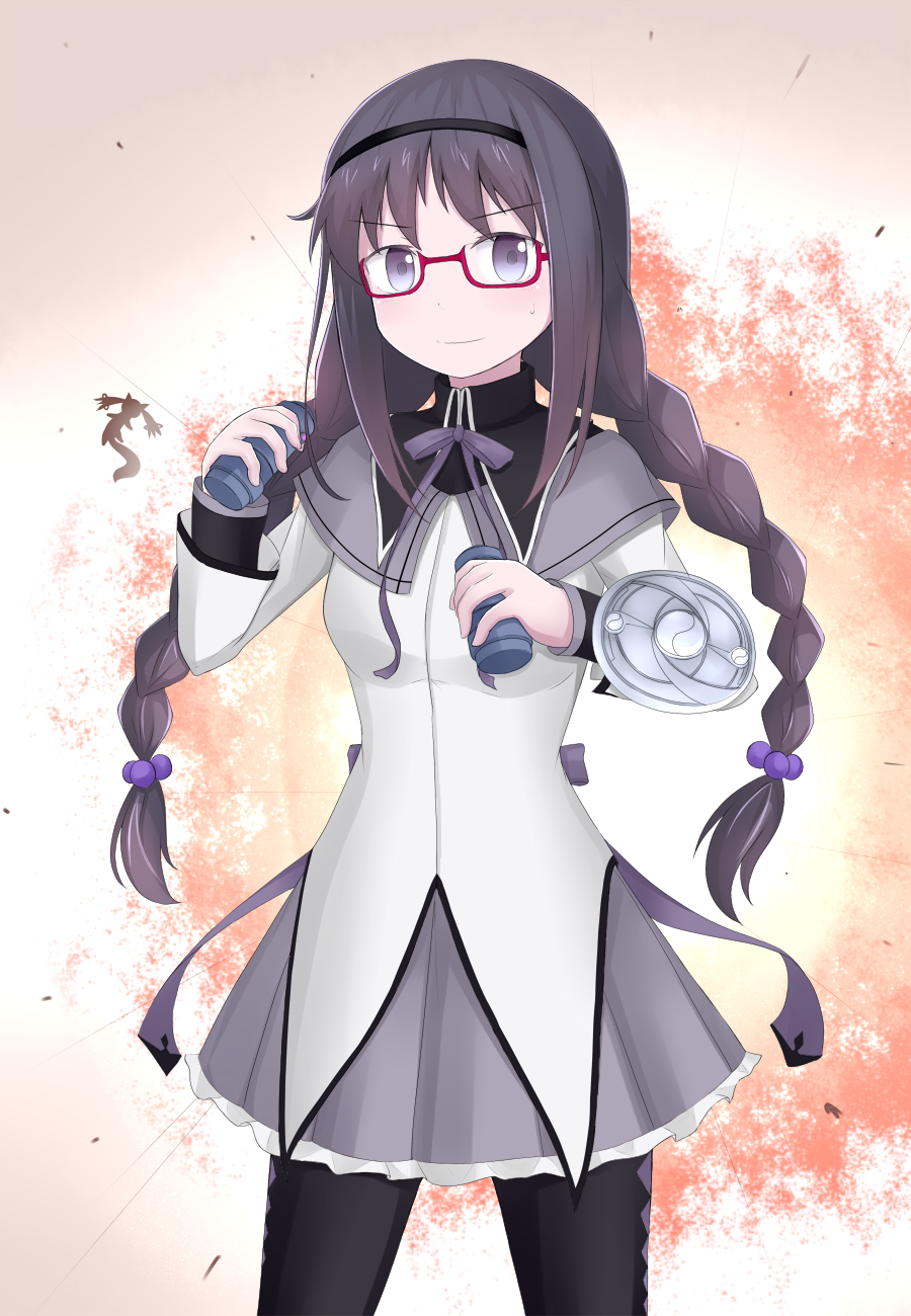 10s, 1girl, akemi_homura, akemi_homura_(magical_girl), argyle_clothes, argyle_pantyhose, black_hair, blush