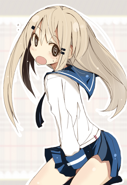 1girl, @_@, bad_id, bad_pixiv_id, black_eyes, blonde_hair, blush, crie