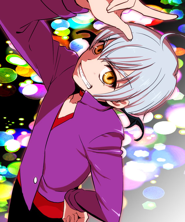 1boy, arm_up, bat_wings, bishounen, dokidoki!_precure, grin, hand_on_own_hip, head_wings