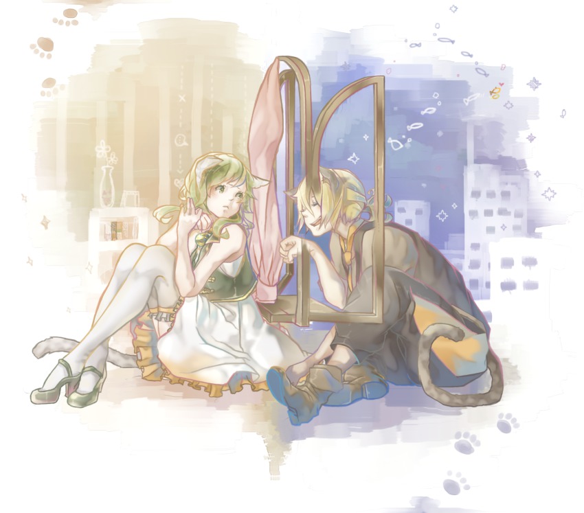 aa_subarashiki_nyan-sei_(vocalod), absurdres, animal_ears, bad_id, bad_pixiv_id, cat_ears, cat_tail, gumi