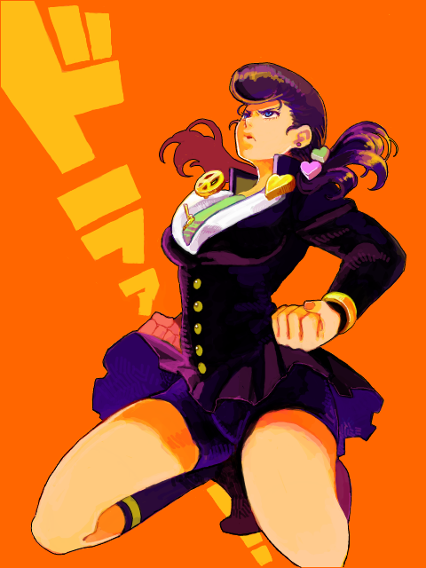 1girl, female_focus, gakuran, genderswap, genderswap_(mtf), higashikata_josuke, jojo_no_kimyou_na_bouken, pompadour