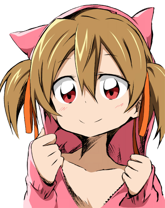 10s, 1girl, animal_ears, animal_hood, brown_hair, cat_ears, chida_daisuke, hood