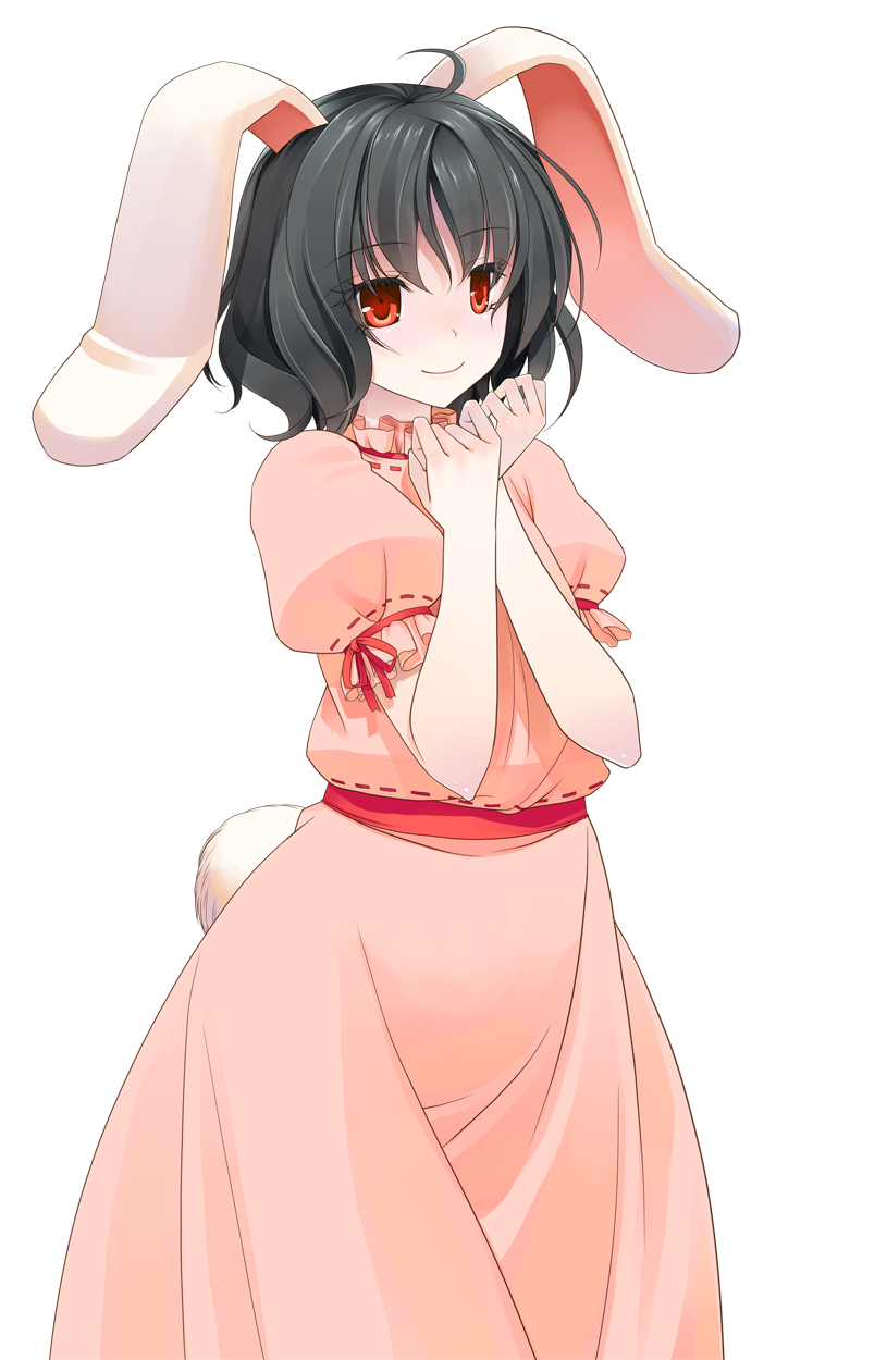 1girl, ahoge, animal_ears, black_hair, crote, dress, female_focus, highres