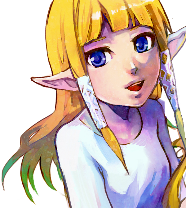 1girl, blonde_hair, female_focus, long_hair, makoto1009, nintendo, pointy_ears, princess_zelda, smile, solo, the_legend_of_zelda, the_legend_of_zelda:_skyward_sword