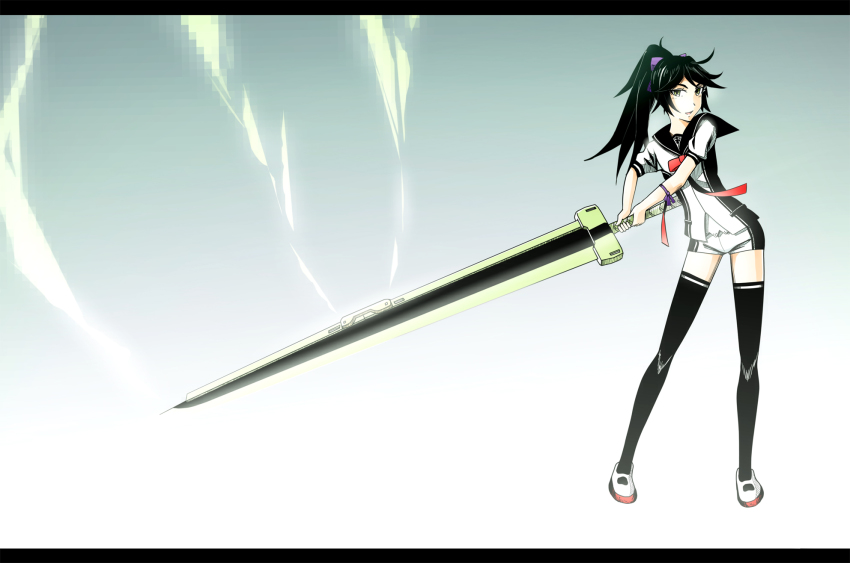 1girl, bad_id, bad_pixiv_id, female_focus, green_eyes, green_hair, highres, letterboxed