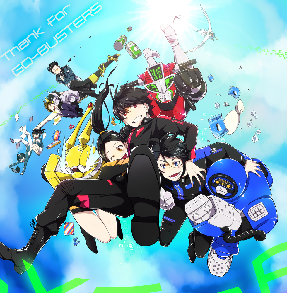 2girls, 6+boys, animification, beet_j._stag, bird, black_hair, blue_eyes, can