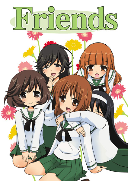 10s, 5girls, ahoge, akiyama_yukari, black_eyes, black_hair, blouse, blunt_bangs