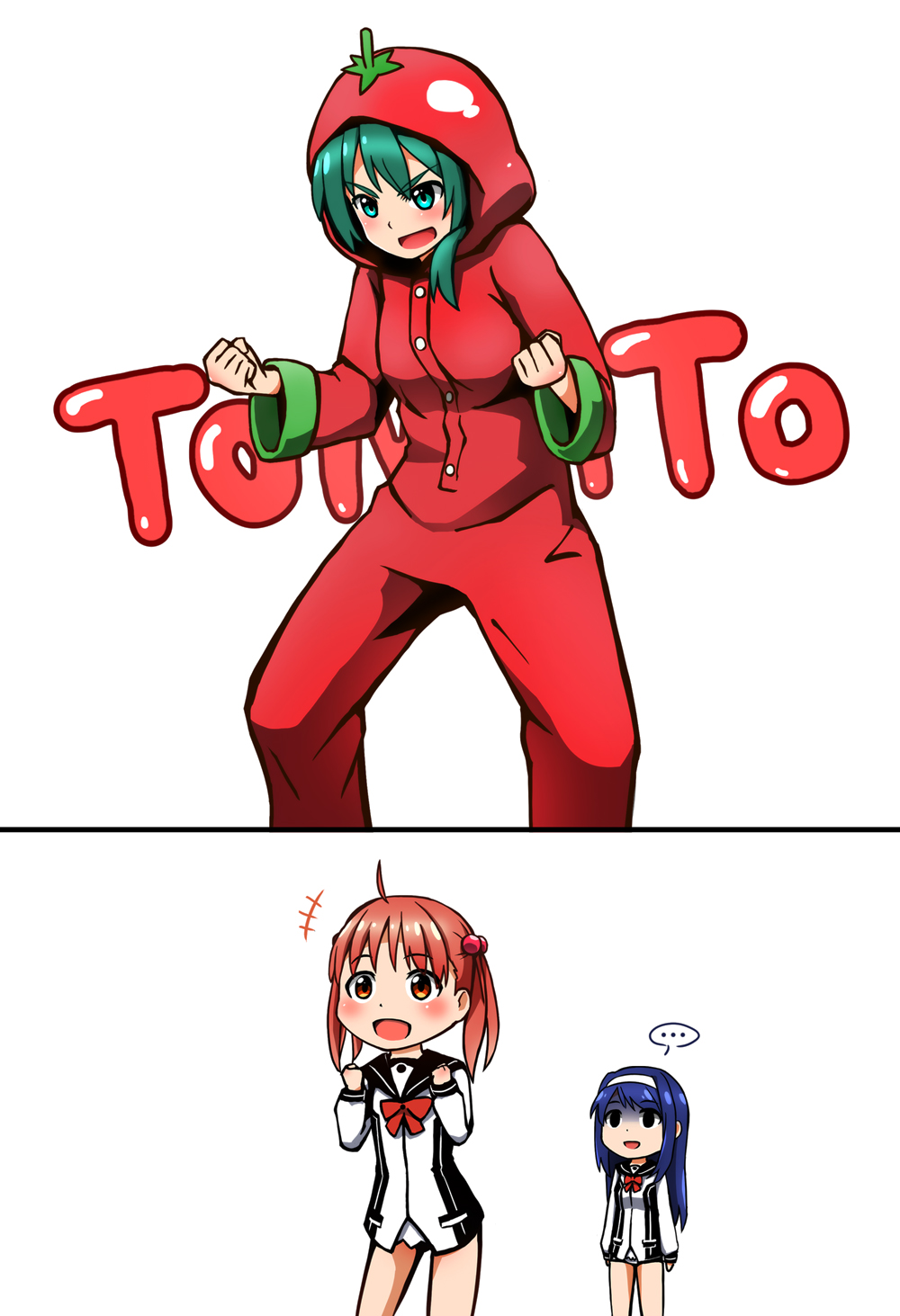 ..., 3girls, :d, bad_id, bad_pixiv_id, blue_eyes, blue_hair, blush