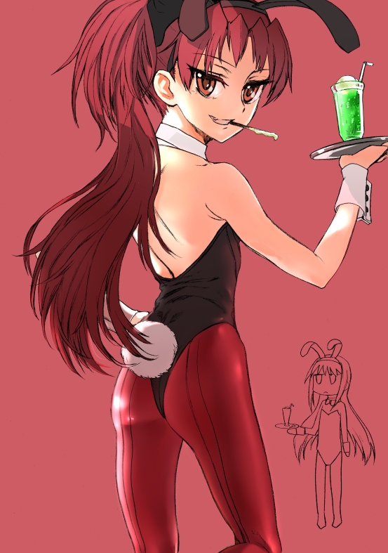 10s, 2girls, akemi_homura, animal_ears, bare_shoulders, danaka, detached_collar, fake_animal_ears