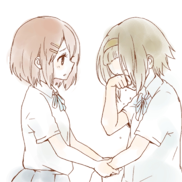 2girls, aged_down, comforting, crying, hair_ornament, hairband, hirasawa_yui, k-on!