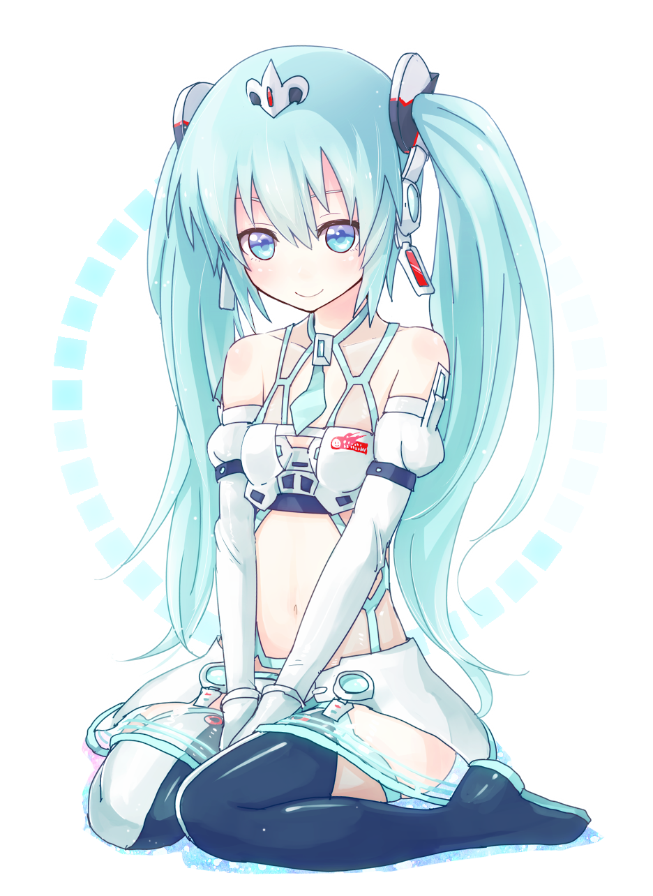 1girl, aqua_hair, bad_id, bad_pixiv_id, blue_eyes, boots, elbow_gloves, female_focus
