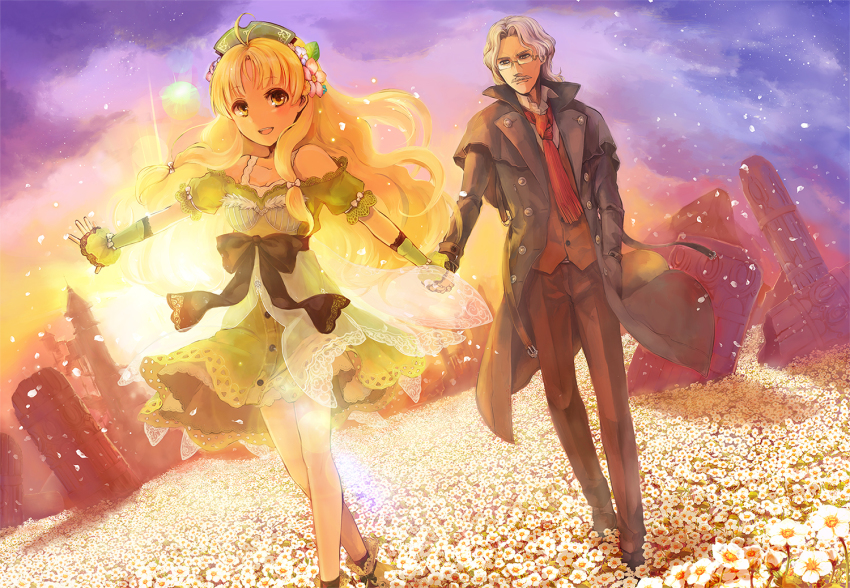 1boy, 1girl, 38kb_(38shiki), age_difference, atelier_(series), atelier_ayesha, ayesha_altugle, blonde_hair